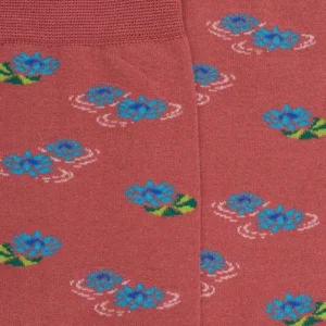 Femme Doré Doré Chaussettes^Chaussettes pour femmes en fil d'Ecosse à motifs de nénuphars - Rose Jouy
