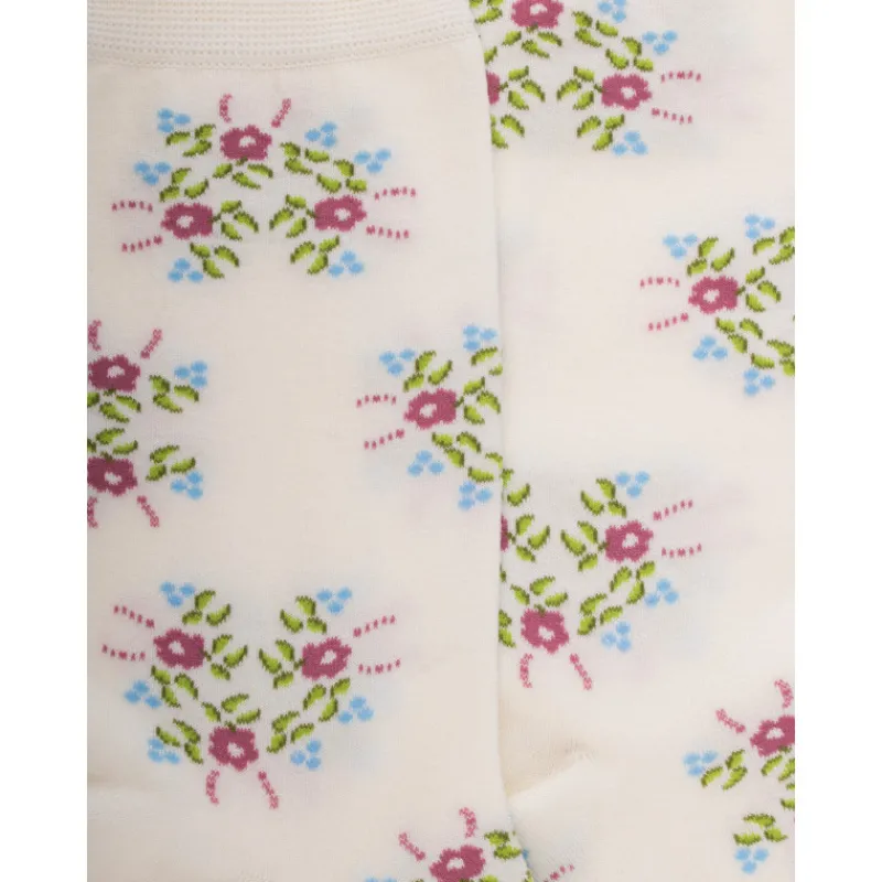 chaussettes_pour_femmes_e_1-2.webp Femme Doré Doré Chaussettes^Chaussettes pour femmes en fil d'Ecosse à motifs floraux - Blanc Givre
