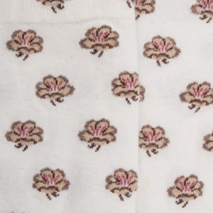 Femme Doré Doré Chaussettes^Chaussettes pour femmes en angora et coton avec motifs de fleurs à sept pétales -