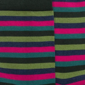 Femme Doré Doré Chaussettes^Chaussettes pour femmes en coton égyptien à rayures égales - Vert thym