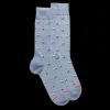 Homme Doré Doré Chaussettes^Chaussettes pour hommes en fil d'Ecosse à motifs d'escrime - Bleu Glacier