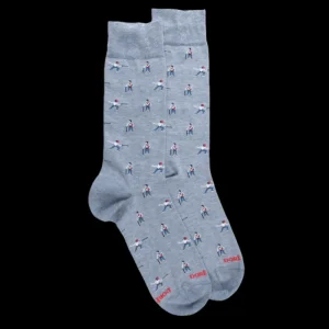 Homme Doré Doré Chaussettes^Chaussettes pour hommes en fil d'Ecosse à motifs d'escrime - Bleu Glacier