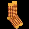 Homme Doré Doré Chaussettes^Chaussettes pour hommes en coton égyptien avec motifs géométriques - Jaune Moutarde