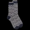 Homme Doré Doré Chaussettes^Chaussettes pour hommes en laine vierge, viscose et cachemire avec motifs à losanges - Bleu marine