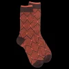 Homme Doré Doré Chaussettes^Chaussettes pour hommes en laine vierge, viscose et cachemire avec motifs à losanges - Marron Chocolat