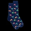 Homme Doré Doré Chaussettes^Chaussettes pour hommes en fil d'Ecosse avec motifs de poissons colorés - Bleu Voilier