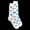 Homme Doré Doré Chaussettes^Chaussettes pour hommes en fil d'Ecosse avec motifs de poissons colorés -