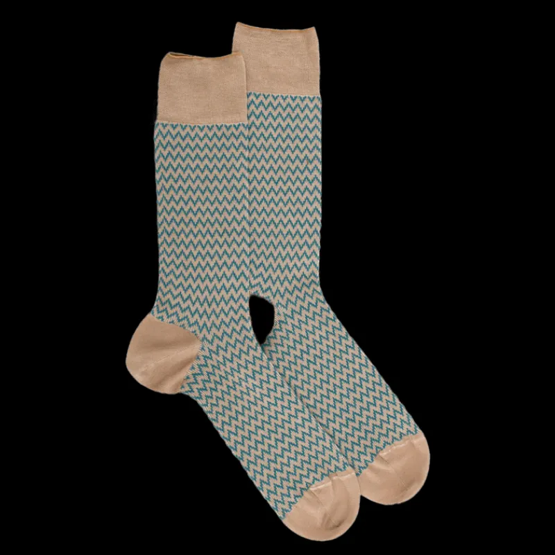 chaussettes_pour_hommes_e_0-23.webp Homme Doré Doré Chaussettes^Chaussettes pour hommes en fil d'Ecosse à motifs de chevrons - Beige Sable
