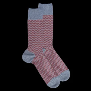 Homme Doré Doré Chaussettes^Chaussettes pour hommes en fil d'Ecosse à motifs de chevrons - Bleu Glacier