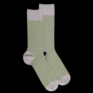 Homme Doré Doré Chaussettes^Chaussettes pour hommes en fil d'Ecosse à motifs de chevrons - Gris Métal