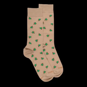 Homme Doré Doré Chaussettes^Chaussettes pour hommes en fil d'Ecosse avec motif de tortue - Beige Sable
