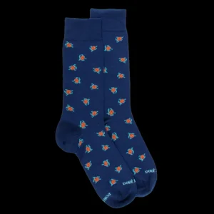 Homme Doré Doré Chaussettes^Chaussettes pour hommes en fil d'Ecosse avec motif de tortue - Bleu Voilier