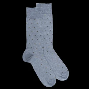 Homme Doré Doré Chaussettes^Chaussettes pour hommes en fil d'Ecosse à motifs de cravate - Bleu Glacier