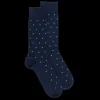 Homme Doré Doré Chaussettes^Chaussettes pour hommes en fil d'Ecosse à motifs de cravate - Bleu Matelot