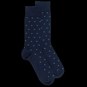 Homme Doré Doré Chaussettes^Chaussettes pour hommes en fil d'Ecosse à motifs de cravate - Bleu Matelot