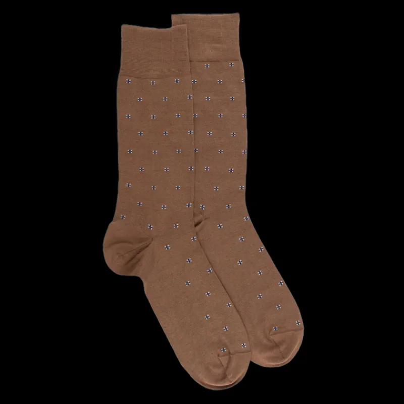chaussettes_pour_hommes_e_0-41.webp Homme Doré Doré Chaussettes^Chaussettes pour hommes en fil d'Ecosse à motifs de cravate - Marron Caille
