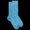 Homme Doré Doré Chaussettes^Chaussettes pour hommes en fil d'Ecosse à motifs de bateaux à voile - Bleu Pacifique