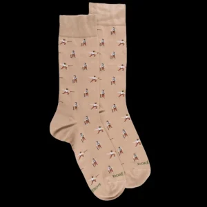 Homme Doré Doré Chaussettes^Chaussettes pour hommes en fil d'Ecosse à motifs d'escrime - Beige Sable
