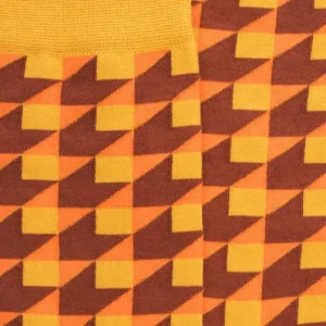 Homme Doré Doré Chaussettes^Chaussettes pour hommes en coton égyptien avec motifs géométriques - Jaune Moutarde