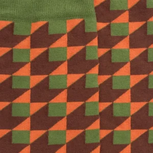 Homme Doré Doré Chaussettes^Chaussettes pour hommes en coton égyptien avec motifs géométriques - Vert Campagne