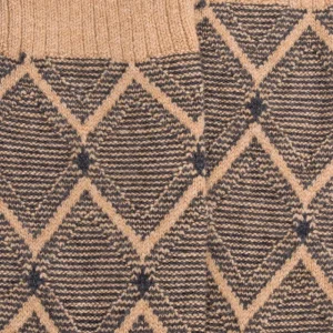 Homme Doré Doré Chaussettes^Chaussettes pour hommes en laine vierge, viscose et cachemire avec motifs à losanges - Beige Désert