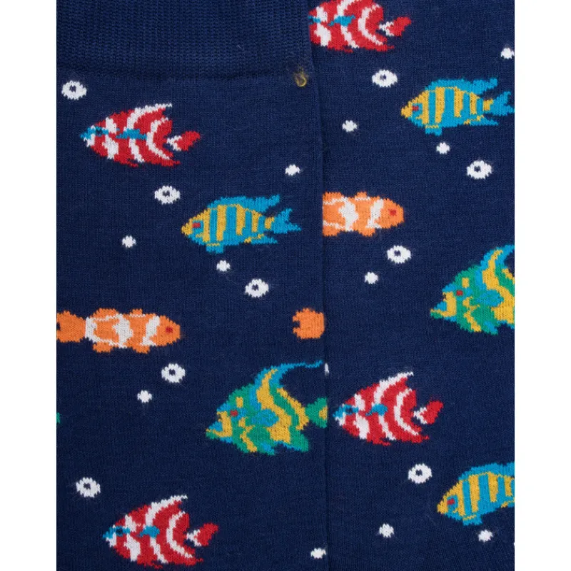 chaussettes_pour_hommes_e_1-21.webp Homme Doré Doré Chaussettes^Chaussettes pour hommes en fil d'Ecosse avec motifs de poissons colorés - Bleu Voilier