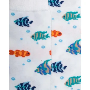 Homme Doré Doré Chaussettes^Chaussettes pour hommes en fil d'Ecosse avec motifs de poissons colorés -