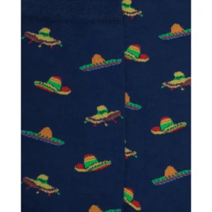 Homme Doré Doré Chaussettes^Chaussettes pour hommes en coton à motifs sombrero - Bleu Voilier