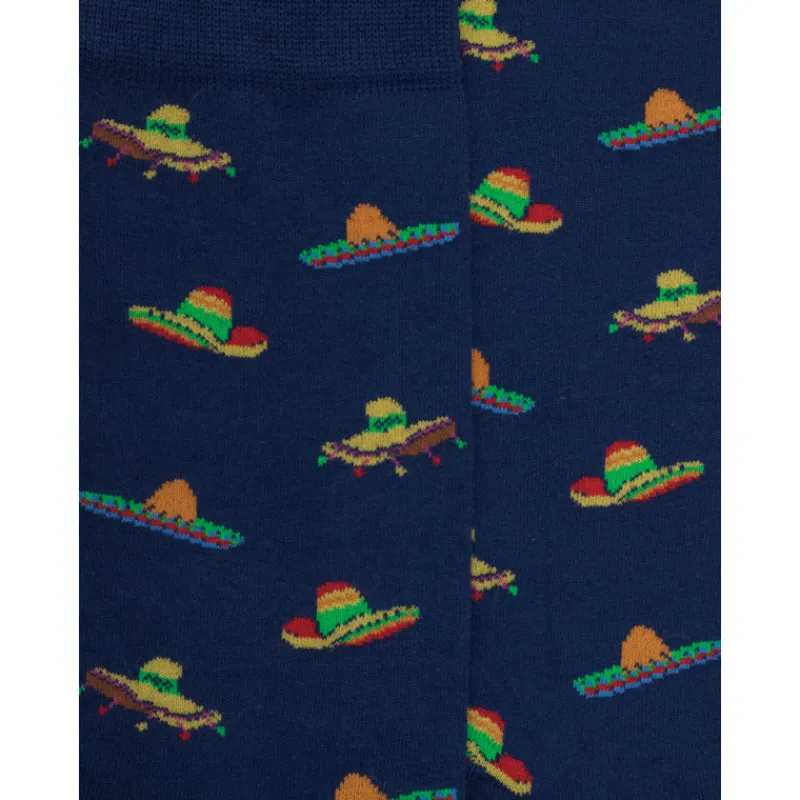 chaussettes_pour_hommes_e_1-26.webp Homme Doré Doré Chaussettes^Chaussettes pour hommes en coton à motifs sombrero - Bleu Voilier
