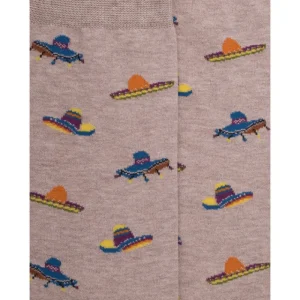 Homme Doré Doré Chaussettes^Chaussettes pour hommes en coton à motifs sombrero - Beige Sahara