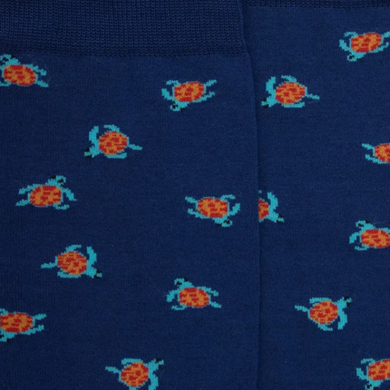 chaussettes_pour_hommes_e_1-29.webp Homme Doré Doré Chaussettes^Chaussettes pour hommes en fil d'Ecosse avec motif de tortue - Bleu Voilier