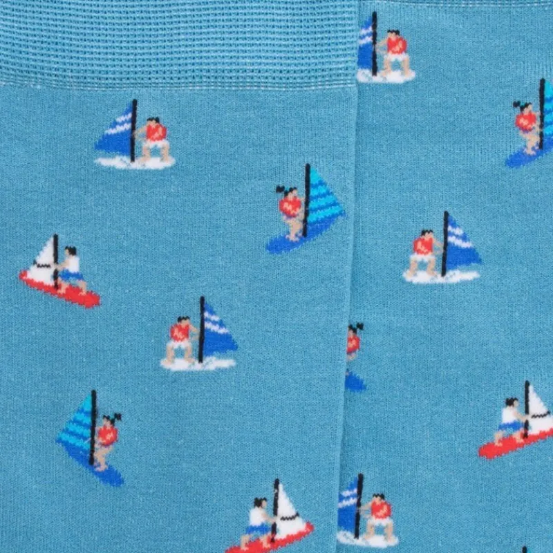 chaussettes_pour_hommes_e_1-6.webp Homme Doré Doré Chaussettes^Chaussettes pour hommes en fil d'Ecosse à motifs de bateaux à voile - Bleu Pacifique