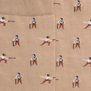 Homme Doré Doré Chaussettes^Chaussettes pour hommes en fil d'Ecosse à motifs d'escrime - Beige Sable