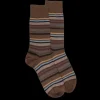 Homme Doré Doré Chaussettes^Chaussettes rayures fines multicolores en laine mérinos - Bois & camel