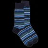 Homme Doré Doré Chaussettes^Chaussettes rayures fines multicolores en laine mérinos - Navy blue & grey