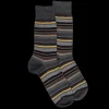 Homme Doré Doré Chaussettes^Chaussettes rayures fines multicolores en laine mérinos - Gris étain & gris anthracite