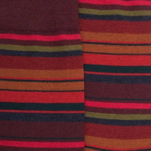 Homme Doré Doré Chaussettes^Chaussettes rayures fines multicolores en laine mérinos - Aubergine & Framboise