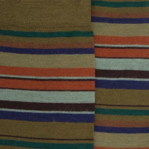 Homme Doré Doré Chaussettes^Chaussettes rayures fines multicolores en laine mérinos - Vert lichen & gris-vert fer