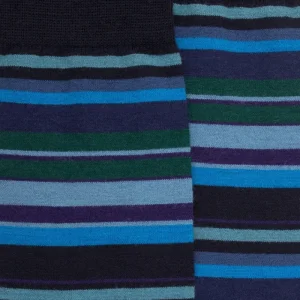 Homme Doré Doré Chaussettes^Chaussettes rayures fines multicolores en laine mérinos - Navy blue & grey