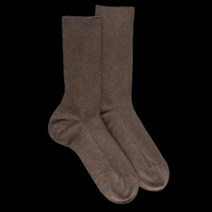 Homme Doré Doré Chaussettes^Chaussettes sans bord élastique en coton égyptien - Spécial jambes sensibles - Brun loutre
