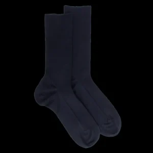 Homme Doré Doré Chaussettes^Chaussettes sans bord élastique en coton égyptien - Spécial jambes sensibles - Marine foncé