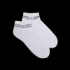 Femme Doré Doré Socquettes^Chaussons en coton éponge uni pour femmes, avec rayures et logo brillant -