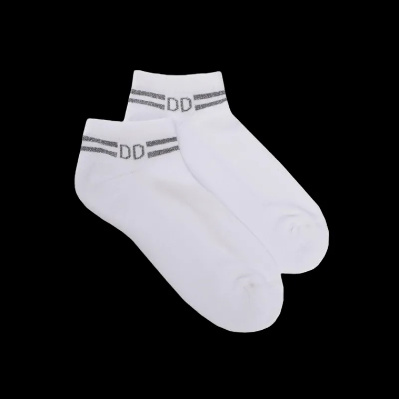 chaussons_en_coton_ponge__0-3.webp Femme Doré Doré Socquettes^Chaussons en coton éponge uni pour femmes, avec rayures et logo brillant -