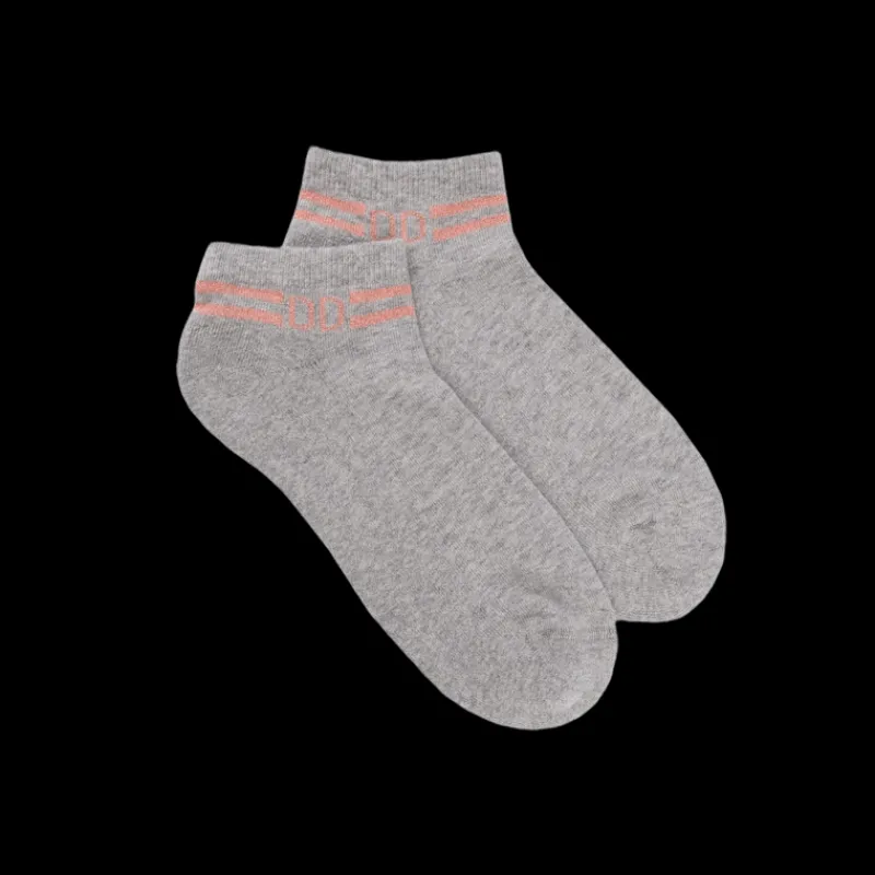 chaussons_en_coton_ponge__0.webp Femme Doré Doré Socquettes^Chaussons en coton éponge uni pour femmes, avec rayures et logo brillant - Gris vapeur