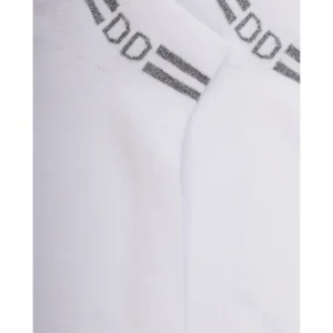 Femme Doré Doré Socquettes^Chaussons en coton éponge uni pour femmes, avec rayures et logo brillant -