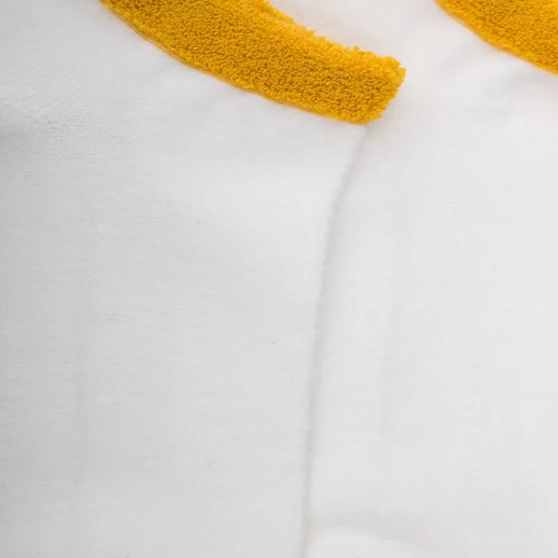 chaussons_en_coton_uni_po_1-3.webp Femme Doré Doré Socquettes^Chaussons en coton uni pour femmes avec poignet en éponge contrastée - Blanc & Jaune Moutarde
