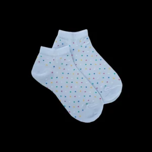 Enfant Doré Doré Socquettes^Chaussons pour enfants en fil d'Ecosse à motifs de petits points colorés - Bleu Vague