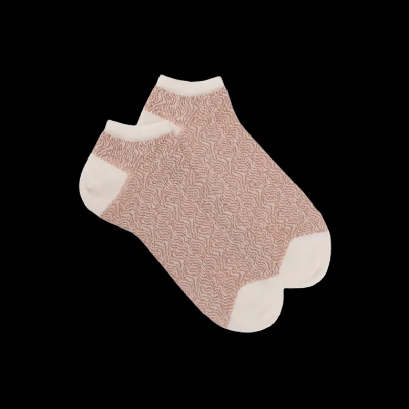 chaussons_pour_femmes_en__0-3.webp Femme Doré Doré Socquettes^Chaussons pour femmes en fil Ecosse motif dune du désert - Blanc Givre