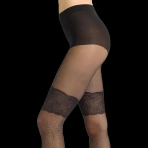Femme Doré Doré Collants^Collant fantaisie avec motifs losange et jarretière - 20 deniers