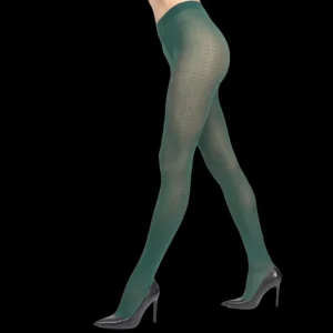 Femme Doré Doré Collants^Collant femme 60 deniers à motif géométriques - Vert thym